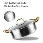 Customized Food Grade 18/8 Stainless Steel Cooking Pot Kitchen Non-stick Two