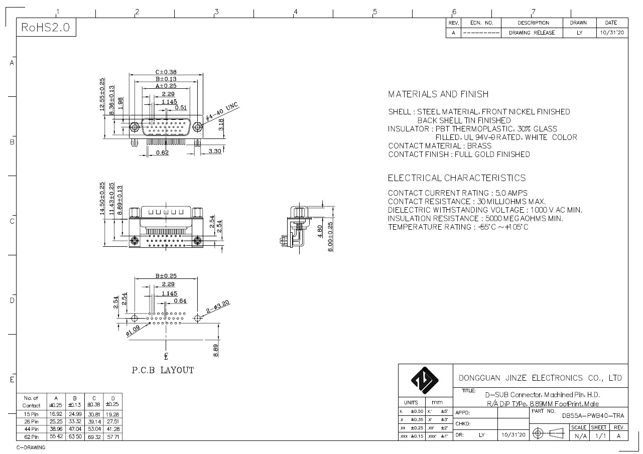 Custom 26pin 90 Degree D Sub Socket DB26 Connector HDR26