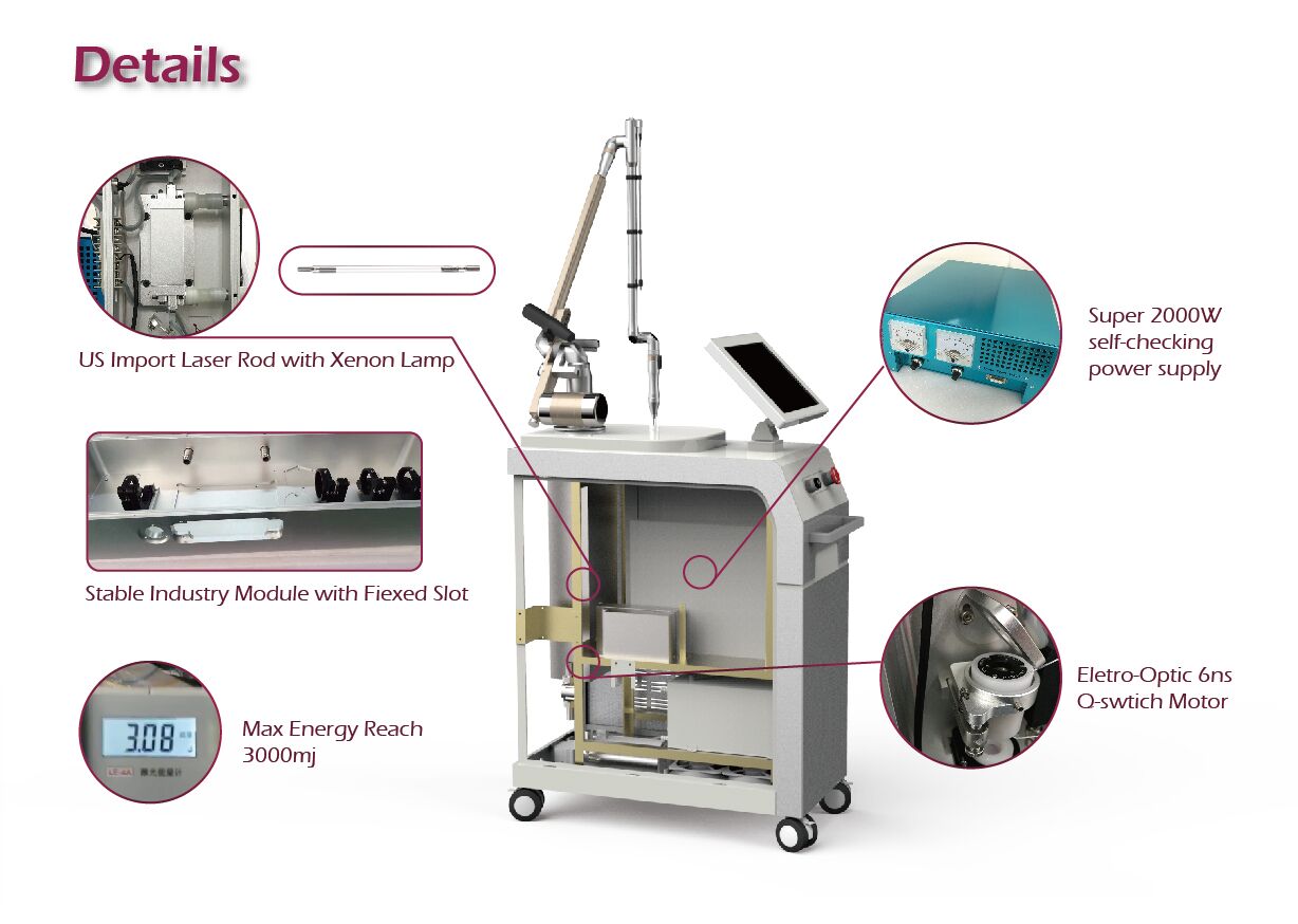 manufacture newest 4ns/6ns q-switched nd yag laser tattoo removal laser machine