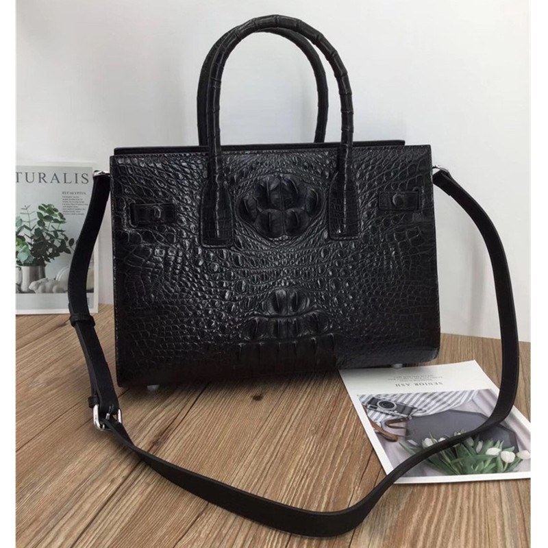 Exotic Genuine Alligator Skin Women Working Totes Large Shoulder Bag Authentic Crocodile Leather Lady Top-handle Handbag