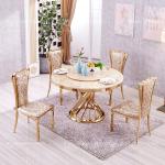 Gold 0.4CBM Stainless Steel Banquet Table 130cm Round Marble Dining Table