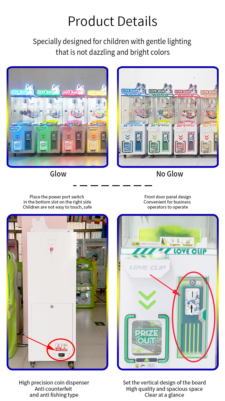 big warrior coin operated crane machines Blue game Starry Love Clip Machine