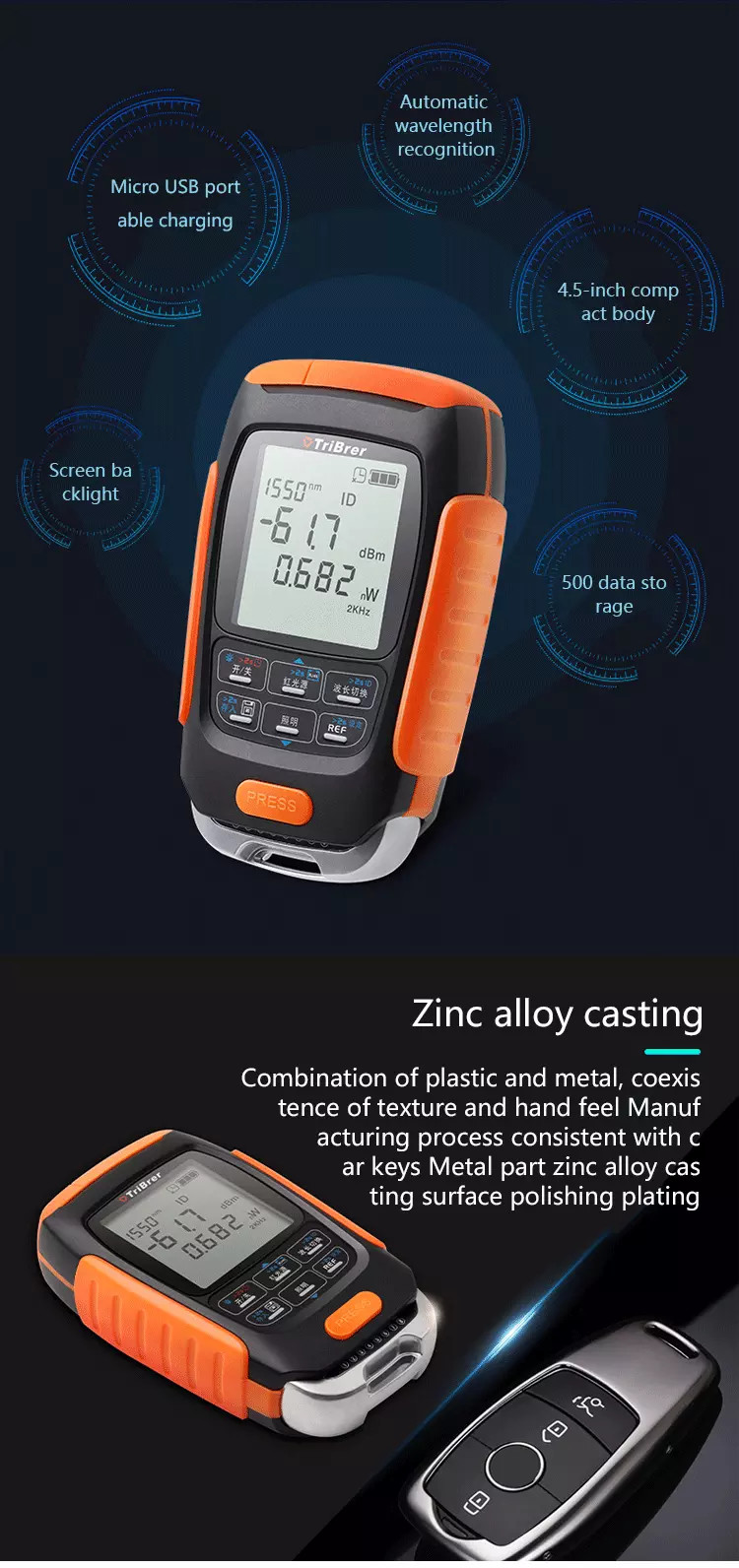 TriBrer APM50 Mini Optical Power Meter OPM FTTH Multifunction