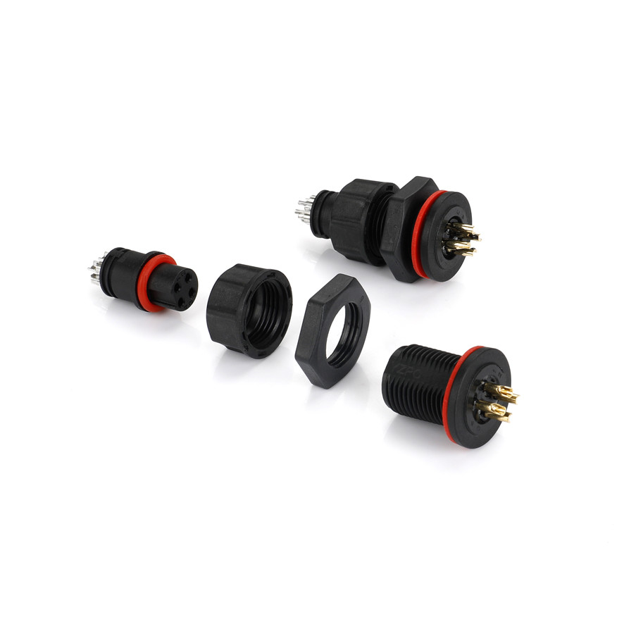 PA9T Gold Plated IP67 Waterproof Male Cable Connectors M13 4 Pin