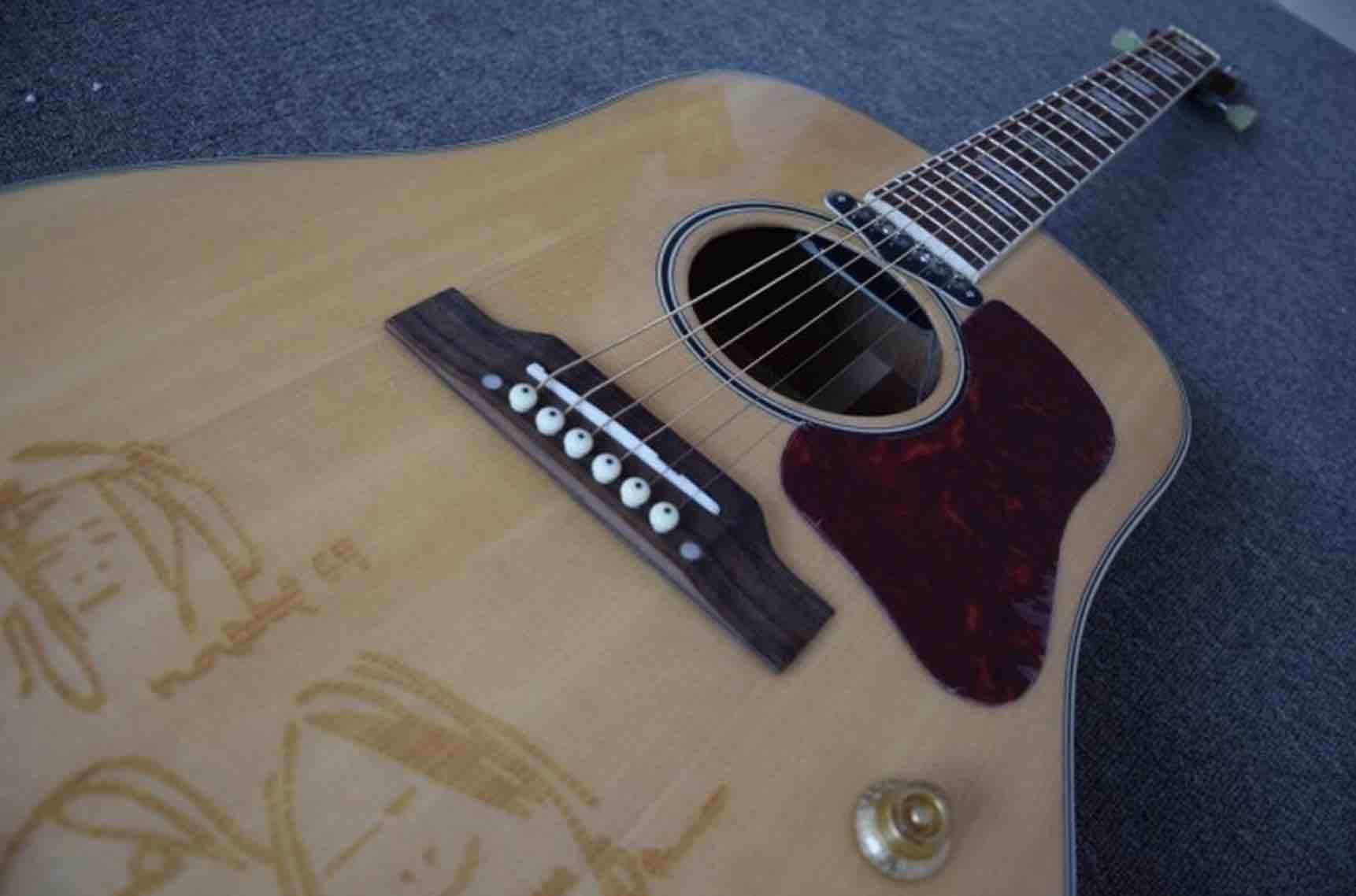 Custom Shop John Lennon J160e Natural Acoustic Guitar with customize logo on headstock is available free shipping cost