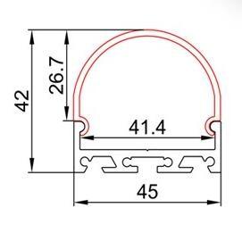 Quality LED aluminum profile PC cover led light profile for led strips, led channel,AL4542 aluminum extrusion profiles wholesale