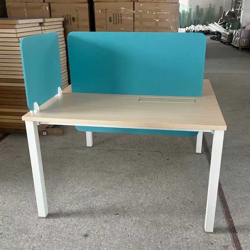 Wooden Single Office Space Modular Desktop Workstation With Desktop Partition