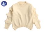 Curve Welt Girls Cable Knit Sweater , Girls Long Sweater Frill Sleeves Mock Neck