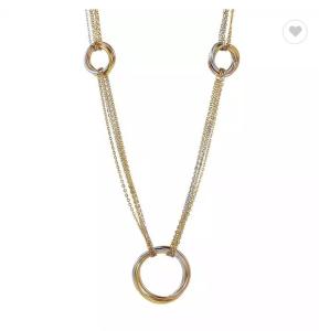 Quality Light Style Circle Pendant Long Necklace 18K Gold Stainless Steel Necklace wholesale