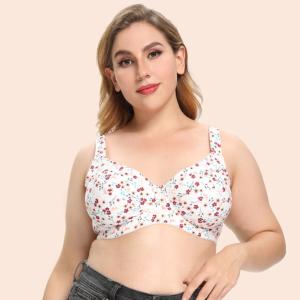 Quality 80CDEF-115CDEF Lingerie Bras For Fat Women Printed Soft Cotton Big Size Bra wholesale