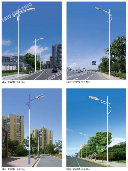 Q235 galvanized round octagonal city road street light poles with 80w LED street