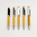 Environmental Multi Color Press Type Bamboo Ball Pen Printing Logo Click