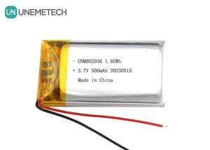 Quality UNEMETECH 3.7V Li-ion Polymer Battery 500mAh Lithium Polymer Battery 802036 1.85Wh LiPo Battery wholesale