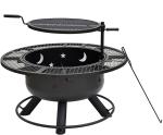 Metal Black Indoor Outdoor Round Wood Burning Charcoal Fire Pit With Grill