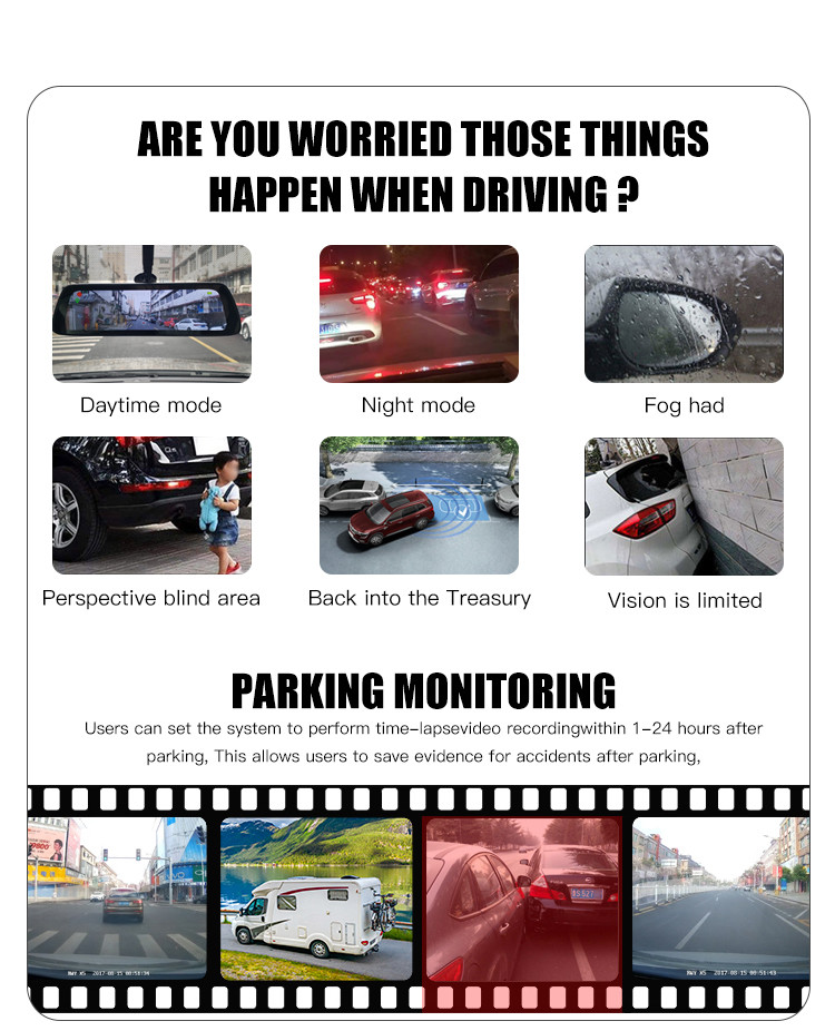 RoHS RV Backup Camera System IPS For Truck Trailer Van Quad Split Monitor Recording