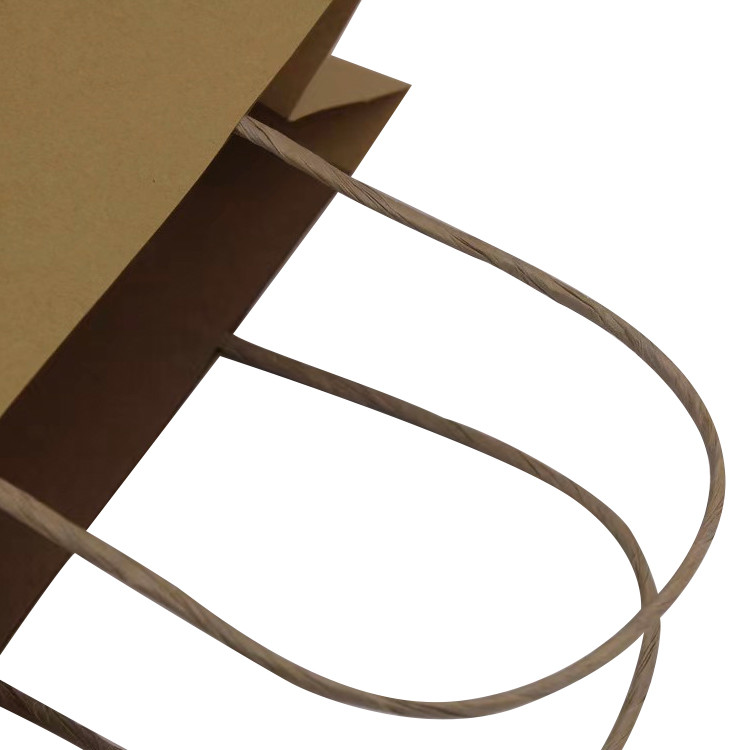 Wholesale Custom Logo Brown Food Packaging Kraft Paper Bags With Paper Twist Handle