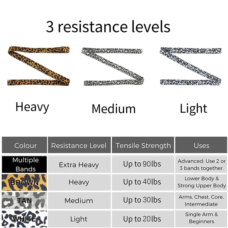 Leopard Print Workout Exercise Booty 208cm Resistance Bands Set For Pilates Sport Crossfit Fitness Training