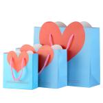 Heart Shape Retail Paper Shopping Bags / Promotional Gift Bags With Cotton Rope