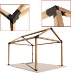 Slanted Roof Pergola DIY Bracket Kit for Iron Wood Beams and Durable Steel