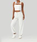 Autumn Winter Stylish Gym Fitness Set Outdoor Jogger Trousers Workout Yoga Crop