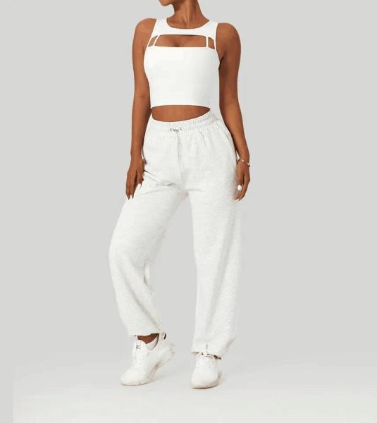 Autumn Winter Stylish Gym Fitness Set Outdoor Jogger Trousers Workout Yoga Crop