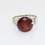 925 Silver with 12mm Round Cubic Zirconia Garnet Ring(R152)