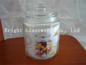 Quality big glass storage jar with lid, glass container cheap wholesale