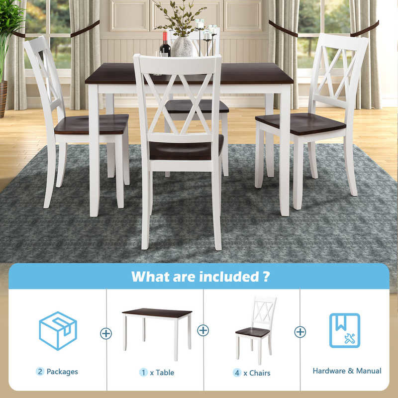 White 5 Piece Kitchen Table And Chairs Set W29.52”Table