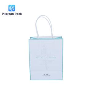 Quality White Kraft Paper Handle Bags 0.22mm Thickness Rectangle Shape wholesale