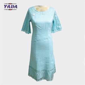 Quality Newest vintage half sleeves polyester long europe women's slim fit dress cheap China clothing with low price wholesale