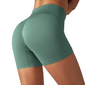 Quality Seamless solid-color threaded peach buttocks yoga three-minute shorts sports running fitness pants women wholesale