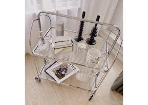 Quality Portable Deluxe Foldable Push Cart Transparent 2 Tier Drinks Trolley wholesale