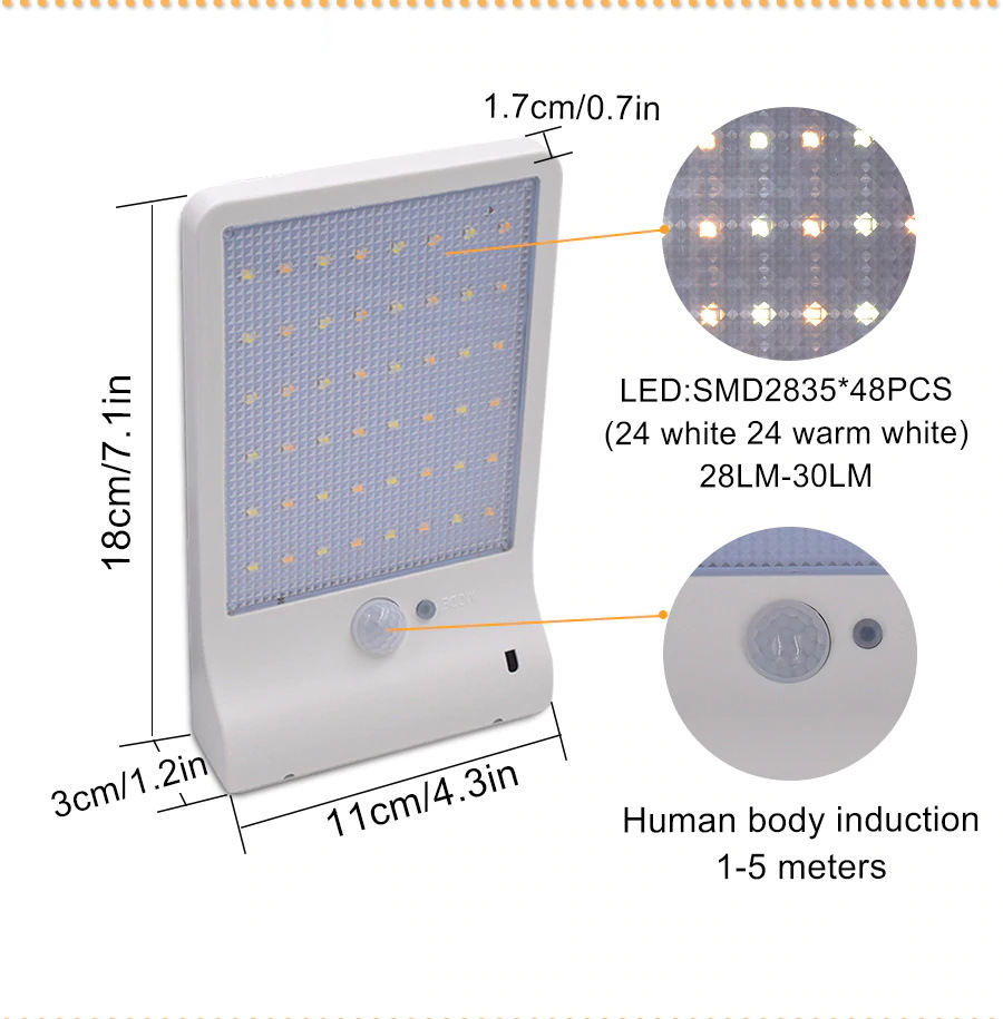 6500K 400Lms Solar Powered Motion Detector Lights Gutter Wall Mounting