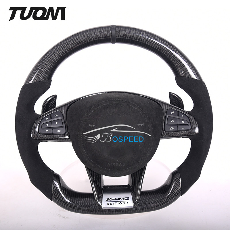 Alcantara Mercedes W205 Cla45 Steering Wheel Carbon Fiber Leather Design