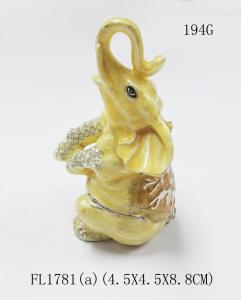 Quality Elephant trinket jewelry box, petwer metal jewelry box elephant decoration gifts box wholesale