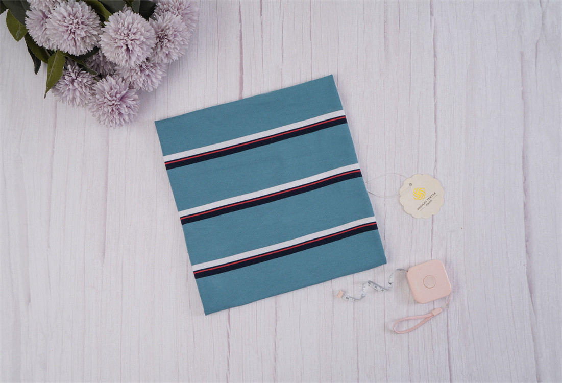 Refreshing, Breathable And Healthy Natural Striped Knit Fabric For Casual Wear
