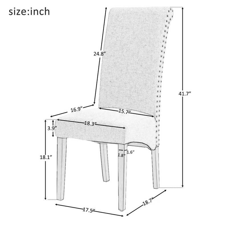 Copper Nails 39.17" H Upholstered Dining Chairs Set Of 2 27.56lbs Easy To Clean