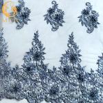 Stylish Customized Grey Lace Fabric Mesh Embroidered Beaded Bridal Fabric