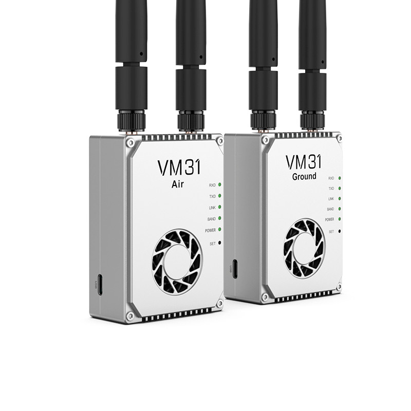 VM31 Video&Data&RC link has two frequencies optional(800MHz、1.4GHz) with 15km grade(air to ground) transmission range.