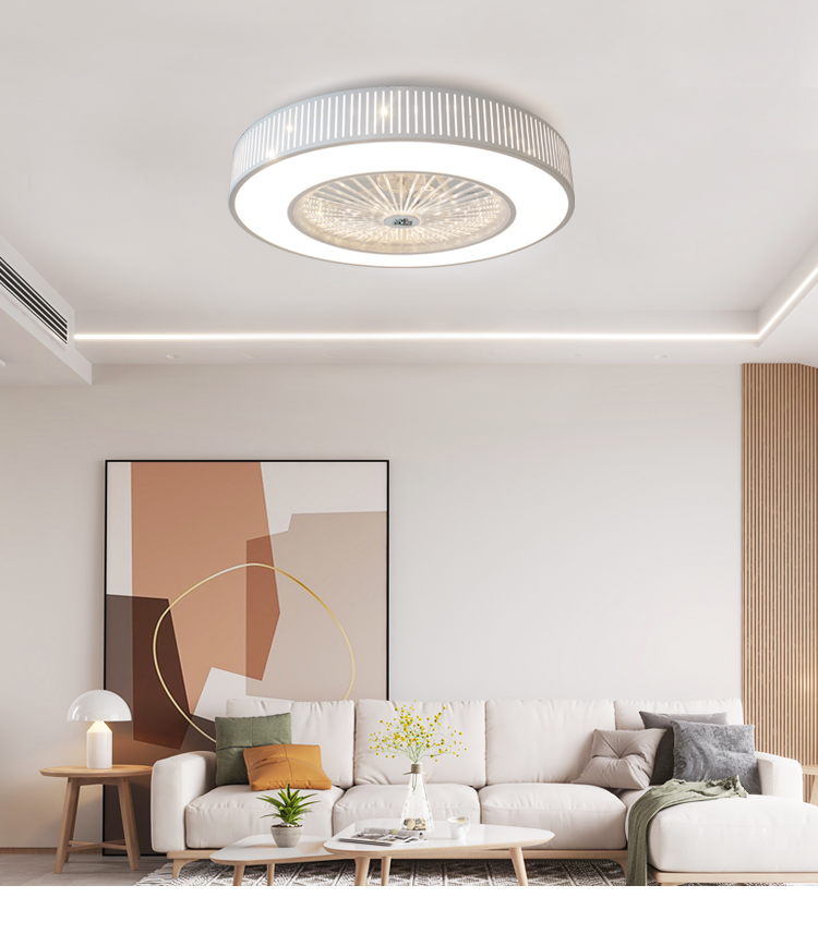 20" Blade Size Modern Design Ceiling Fan with LED Light 1stshine White and DC Motor