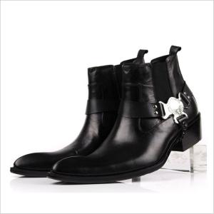 Quality Customized Mens Leather Dress Boots Winter Slip On Boots With Mental Chain wholesale