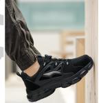 BOA Button Black Microfiber Safety Shoes For Industrial Work In Rubber Material