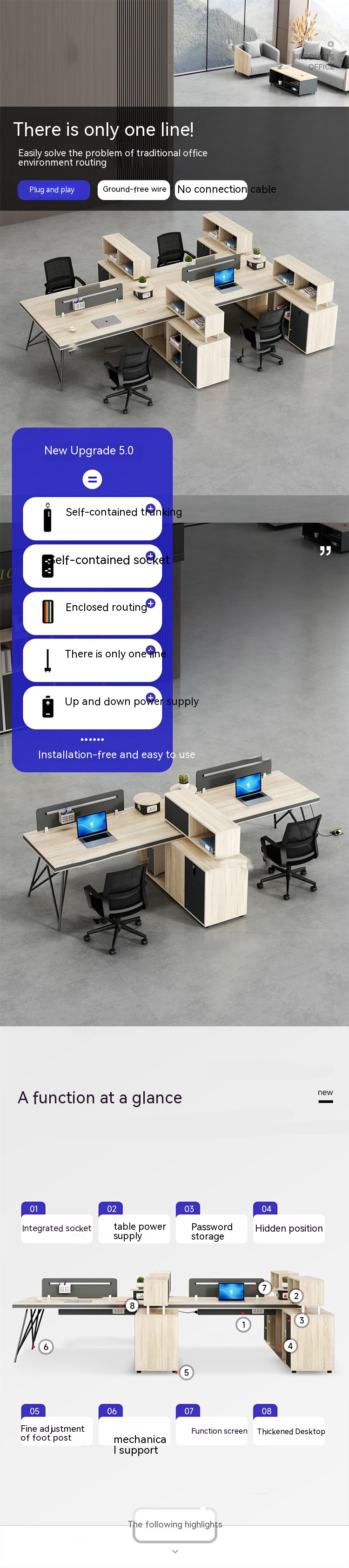 Commercial Furniture Modular Open Workstation Office Furniture with Mobile Bookcase