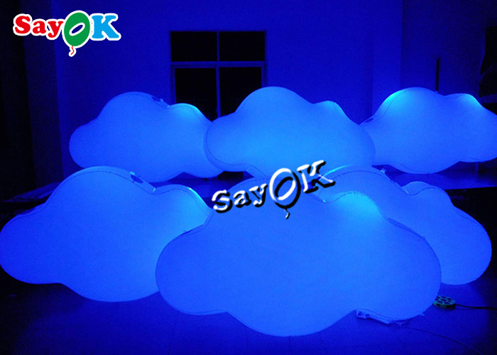 210D Oxford Custom Inflatable Products Ceiling Hanging PVC Cloud Balloon With LED Lights