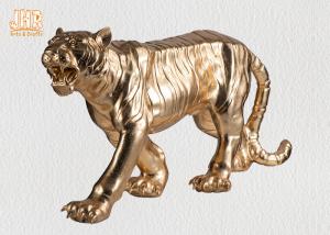 Quality Large Gold Leafed Polyresin Animal Figurines Tiger Sculpture Table Statue wholesale