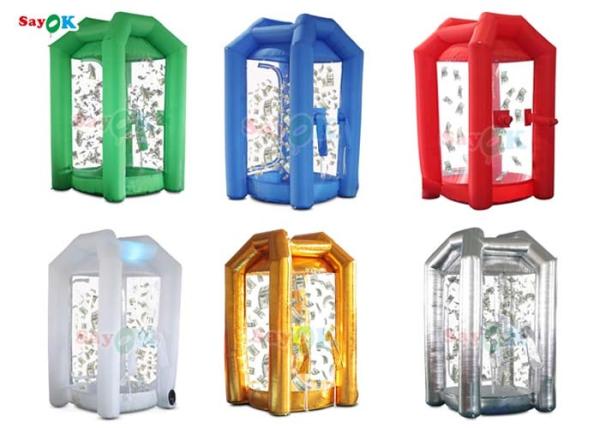 Tarpaulin Inflatable Cash Cube Money Grab Machine Money Blowing Booth For Event
