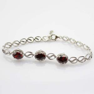 Quality 925 Sterling Silver Created Garnet CZ Diamonds Link Tennis Bracelet (H10) wholesale