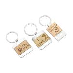 Bamboo Beechwood Wooden Engraved Keychain Sublimation Zinc Alloy Blank Keyring