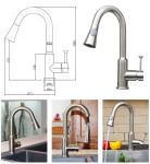 SUS304 Lever Pullout Kitchen Spray Faucet Adjustable Height