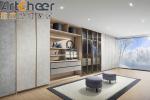 Aluminum Frame Glass Door Walk In Wardrobe Closet Cabinet With Leather